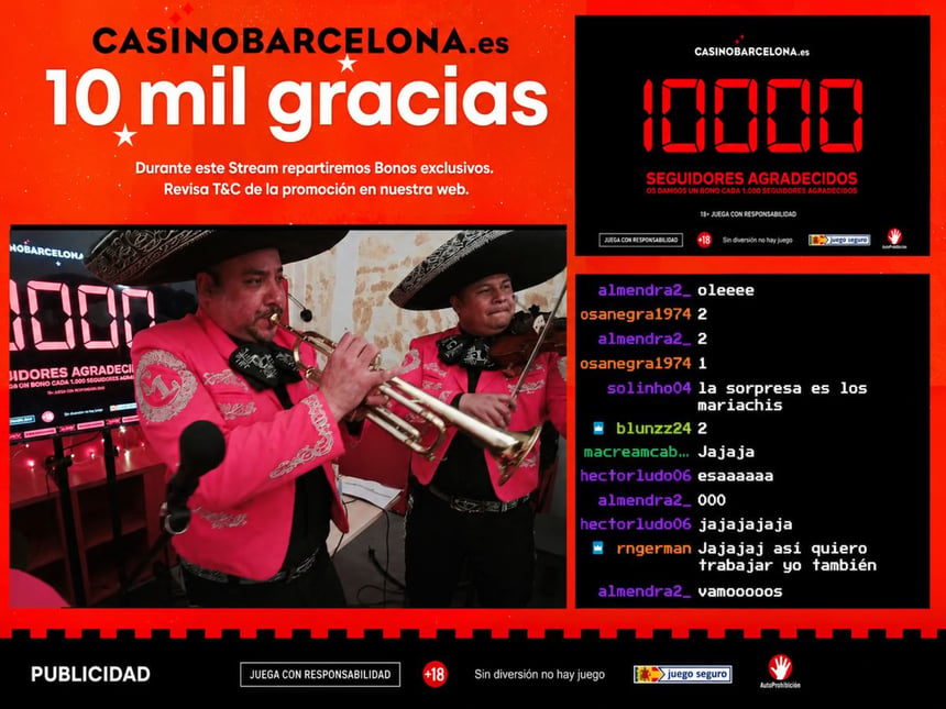 IA, ASMR, rap y mariachis: Así fue el directo de 9 horas con el que CasinoBarcelona.es celebró sus 10.000 seguidores en Instagram